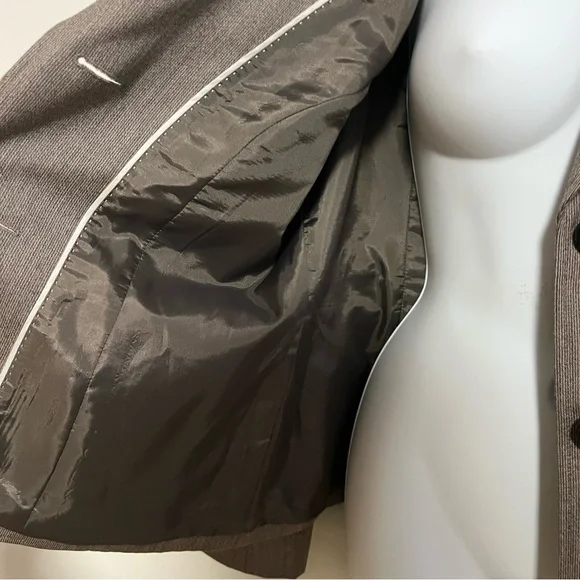 100% Wool Talbots Women's Taupe Tailored Blazer Jacket Double Button Size 14 P - Picture 5 of 8